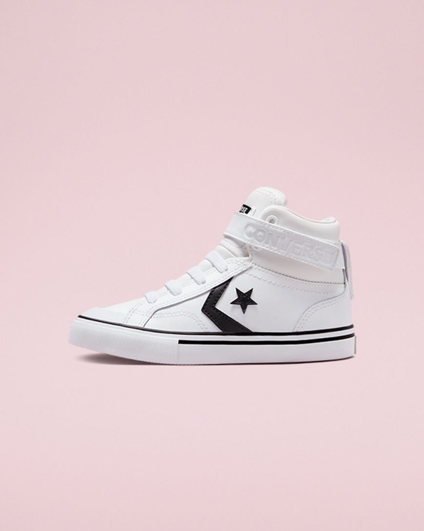 Tenis Converse Pro Blaze Alças Couro Cano Alto Menina Branco Pretas Branco | PT K084P7T